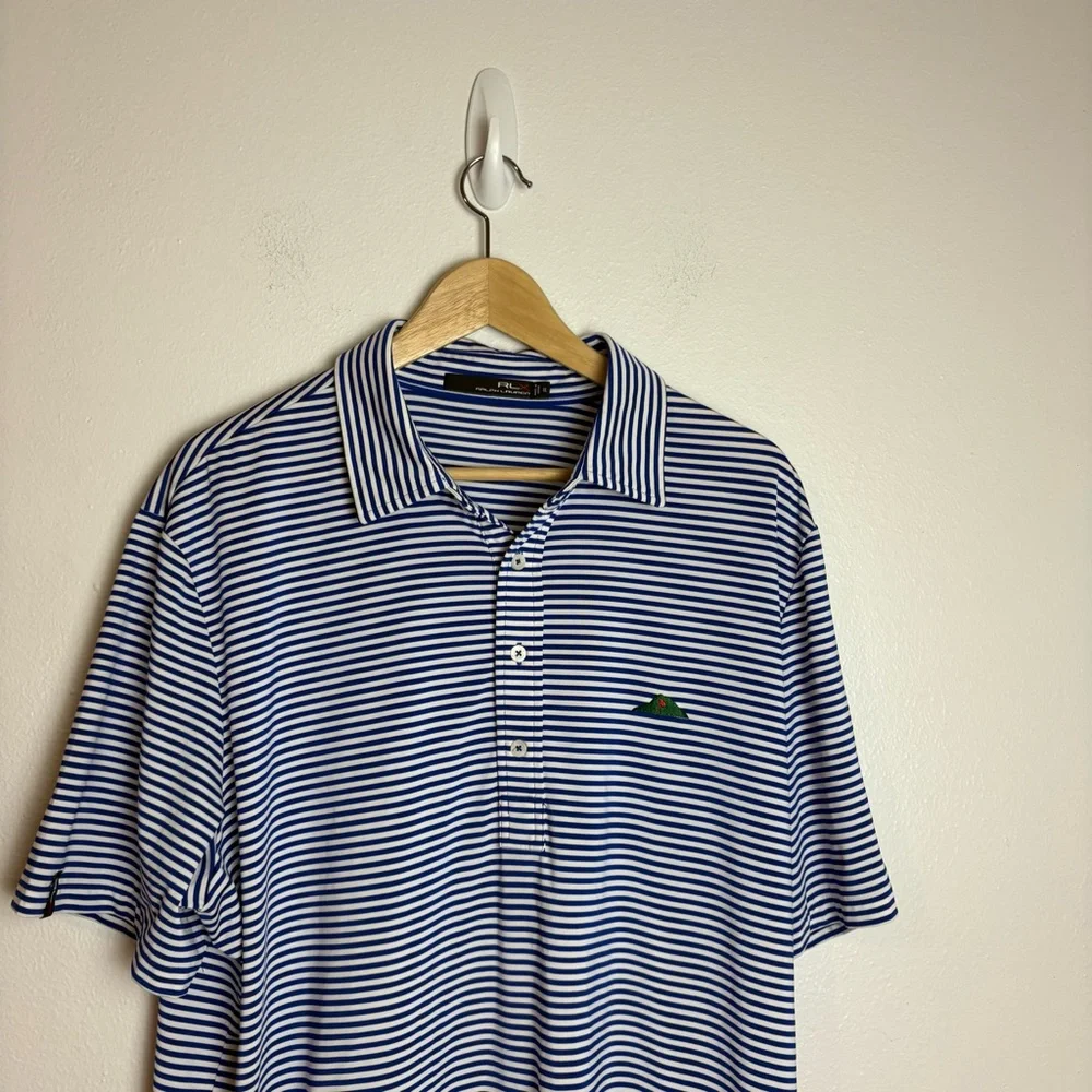 RLX Ralph Lauren Sport Blue and White Striped Golf Polo Shirt Size XL‎ Men’s - Picture 2 of 11